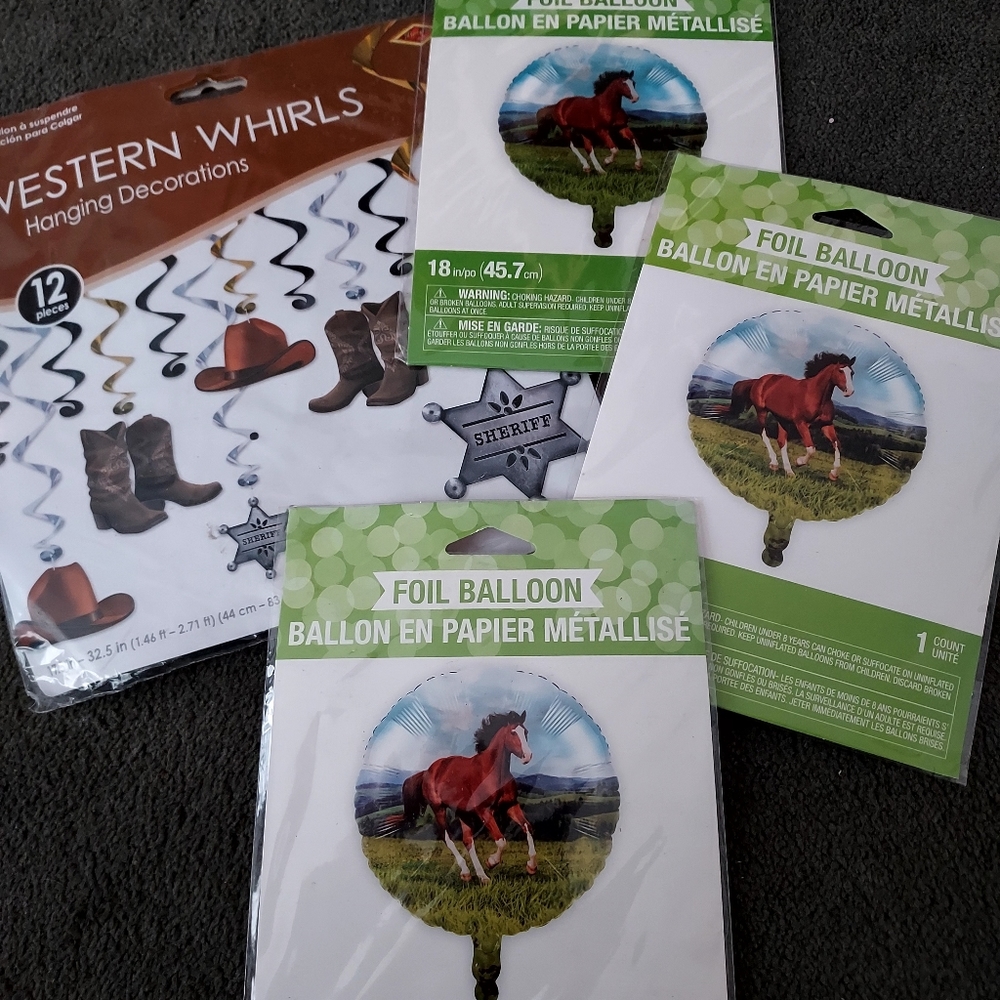 New Western Cowboy Horse Equestrian themed party decoration & balloons